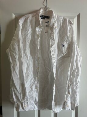Polo by Ralph Lauren White Linen Casual Button-Down Shirt